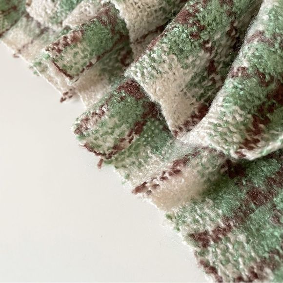FADIVI NY, Blanket Weave Plaid Infinity Scarf, Minty Sage, Ivory, Brown,… - Picture 6 of 7